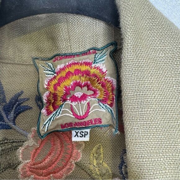 Johnny Was Tiwa Floral Embroidered Heavy Linen Coat XSP - Picture 3 of 5